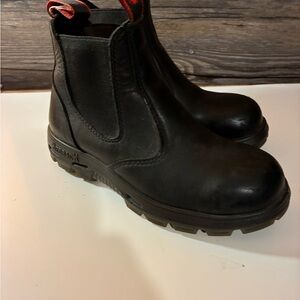 Redback Black Boots with Red Trim